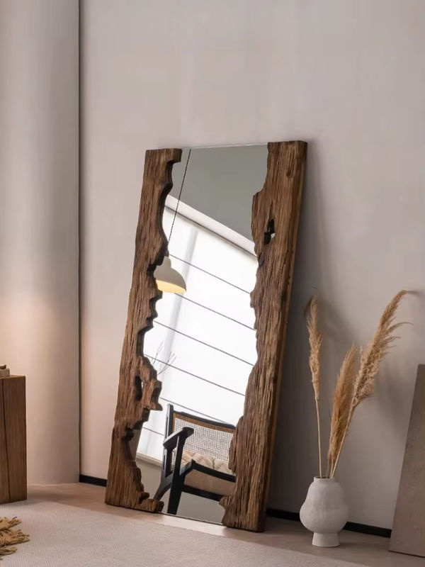 MLG Ganzkörperspiegel aus Holz im Mid-Century-Stil, freistehender Standspiegel in Braun, Rechteckig, H x B x T: 160 x 90 x 160 cm - Bild 6