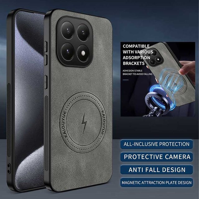Xiaomi Magnetische Handyhülle mit Blitz- und Nappa-Muster in Schwarz für Xiaomi 15T, 14T Pro und 17 Pro Max - Bild 1