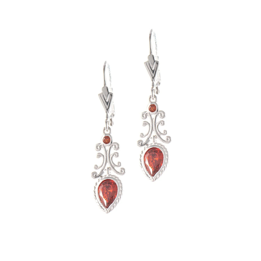 Ohrringe 925 Silber, Zirkonia rot, Damen - Bild 1