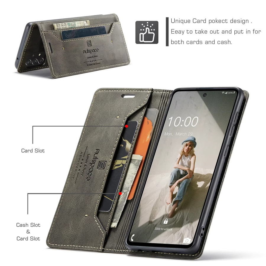Luxus Magnetische Leder-Brieftasche als Flip Case für Samsung Galaxy S23 S22 Ultra S20 FE S10 S9 S8 Plus sowie Note 10 20 und A14 A24 in Braun - Bild 5