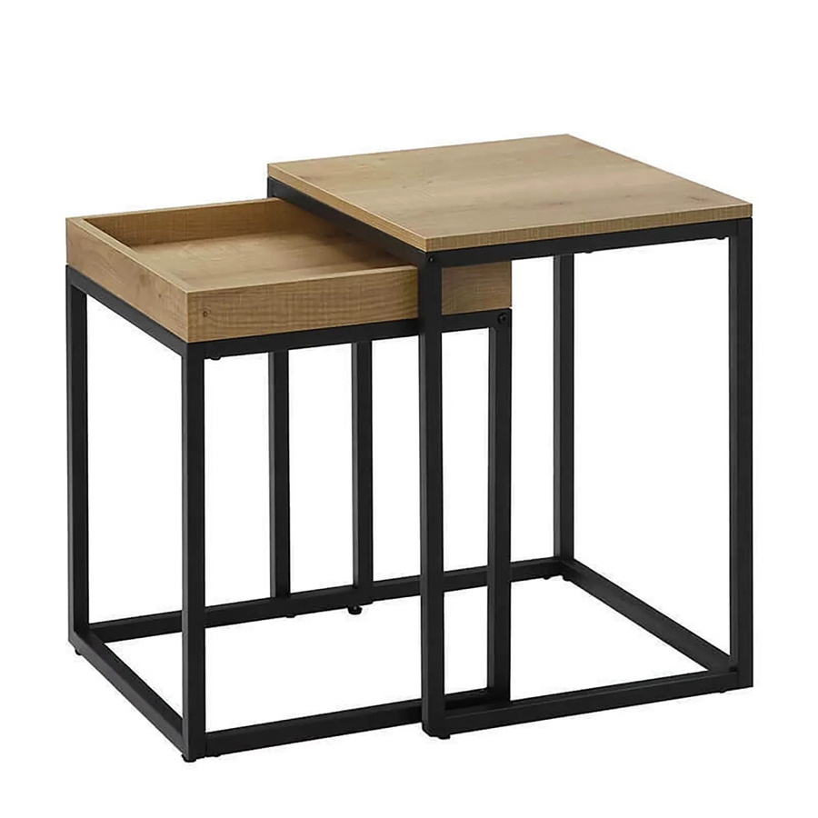 Songmics Nachttisch-Set Barnet im Industrie-Design, 2-teilig, Braun-Schwarz - Bild 2