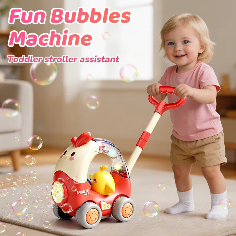 CONUSEA Hühner-Seifenblasenwagen-Spielzeug, automatische Seifenblasenmaschine, mit LED-Licht, blau, bunt / mehrfarbig - Bild 2