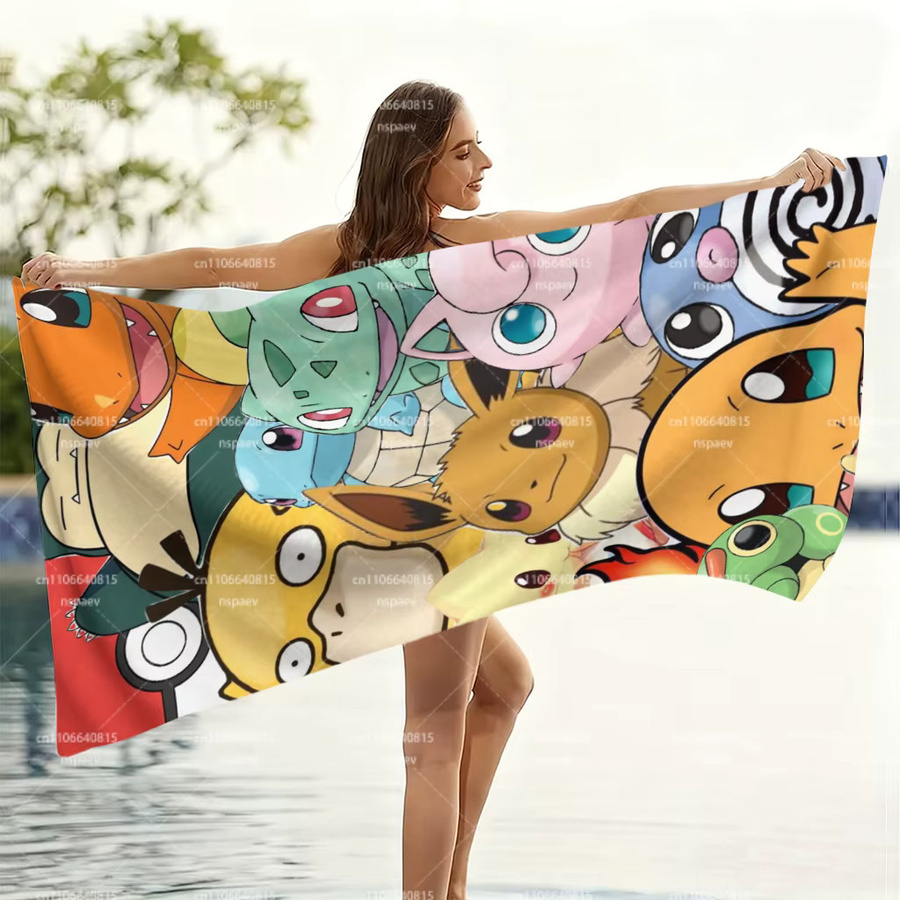 Potdemiel Pokémon Strandtuch mit Pikachu & Friends Motiv, Mikrofaser, Multicolour, schnell trocknend und saugfähig für Kinder und Erwachsene - Bild 3
