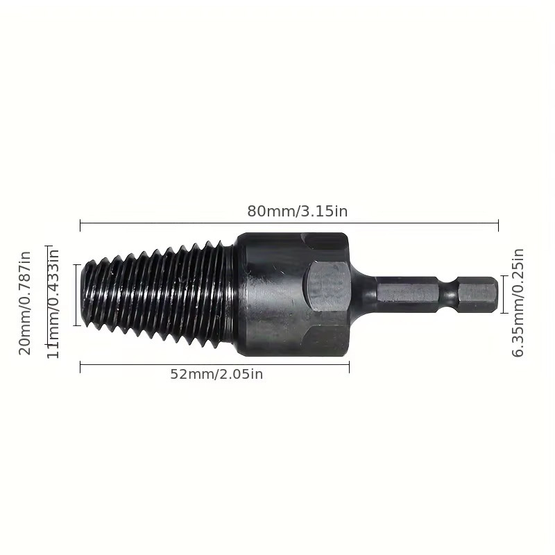 Schraubenentferner Set aus hochfestem Stahl in Schwarz für 1/2 Zoll und 3/4 Zoll gebrochene Schrauben an Sanitärventilen, kompatibel mit Bohrmaschinen - Bild 2