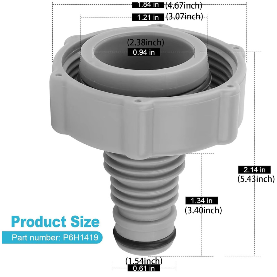 Bestway Pool-Ablaufventil Adapter für Schwimmbad-Entwässerung und Rückspülleitungen, Grau - Bild 5