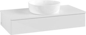 V&B Waschtischunterschrank Antao ohne Frontstruktur in Weiß lackiert, B/T/H: 100 x 50 x 19 cm - Bild 1