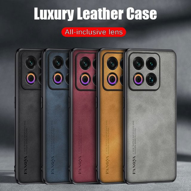 Meizu 22 21Note 21Pro Schutzhülle aus Lammfell-Leder mit TPU-Stoßstange in Blau - Bild 1