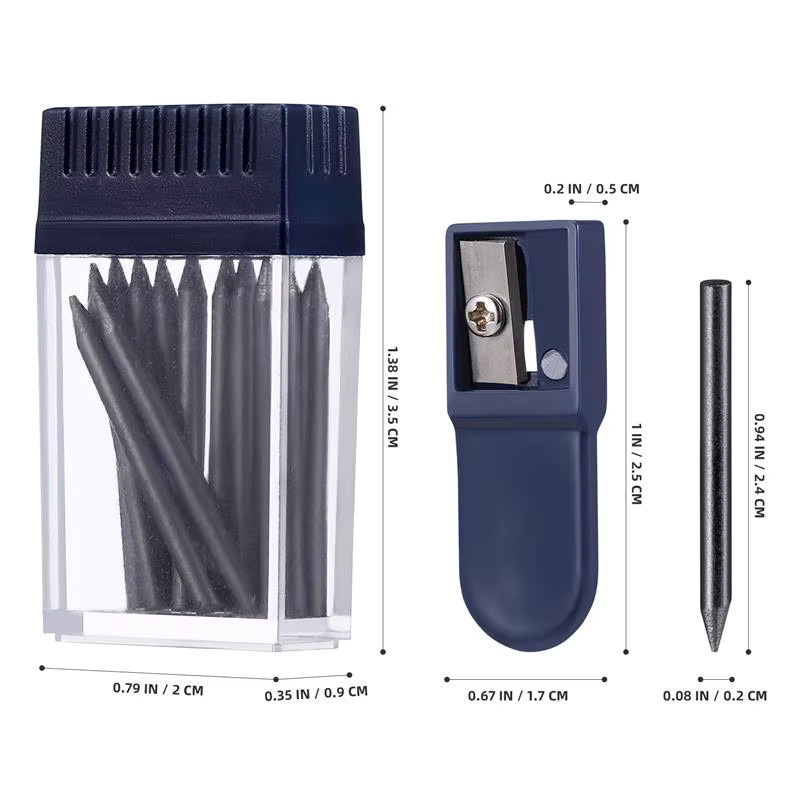 Set aus 2 mm Ersatzminen für Kompasskerne inklusive Bleistiftspitzer für Studenten und zum Zeichnen - Bild 4