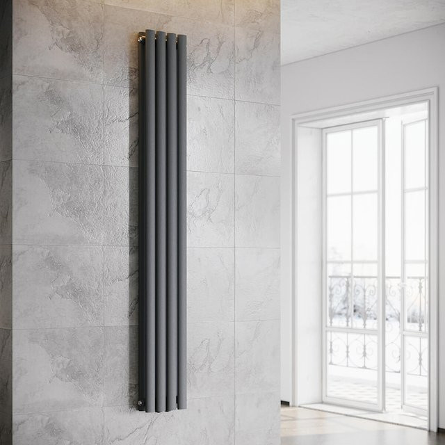 SONNI Röhrenheizkörper Wandheizkörper mit Mittelanschluss in Anthrazit, B: 180,0 cm, H: 23,6 cm - Bild 1