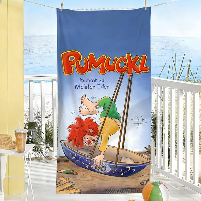 JINGYUE Pet Handtuch Eder und Pumuckl Blau, schnelltrocknend, B/H: 70 x 140 cm - Bild 1