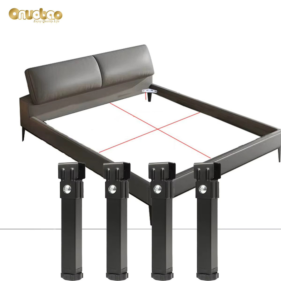 Onuobao Möbelverstärkung Set aus Metall mit 3 x 3 Klemmfüßen in Schwarz zur Bettrahmen und Nachttisch Stütze - Bild 4