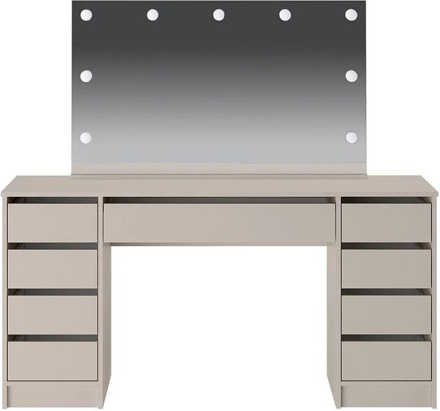Schminktisch Jenemi in Beige, Modernes Design, B/T/H: 153,3 x 53,6 x 142,6 cm - Bild 1