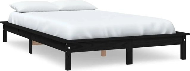 vidaXL Massivholzbett aus Kiefer in Schwarz, Modernes Bettgestell B: 150 cm, T: 200 cm - Bild 1
