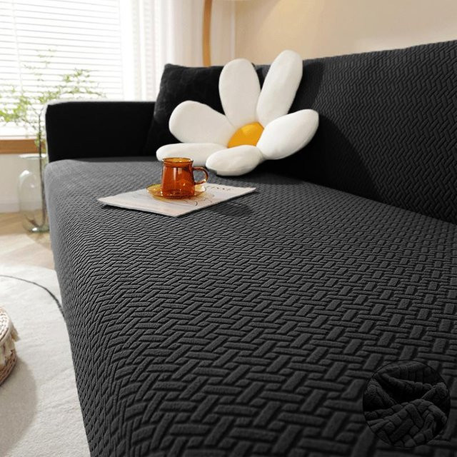 Elastischer Jacquard Sofaüberwurf in Grau für 1- bis 5-Sitzer und Ecksofas - Bild 1