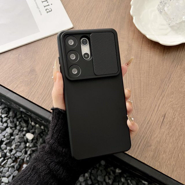 Schiebkamera-Schutz Handyhülle für Samsung Galaxy S26 Edge S25 S24 S23 S22 S21 S20 FE Plus Ultra A56 A36 A16 A06 A55 A35 A15 in Schwarz - Bild 1