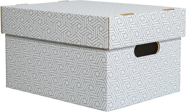 PROREGAL 9er Set Aufbewahrungsboxen mit Deckel aus Wellpappe in Weiß, B/T/H: 33,5 x 24,5 x 19,5 cm - Bild 1