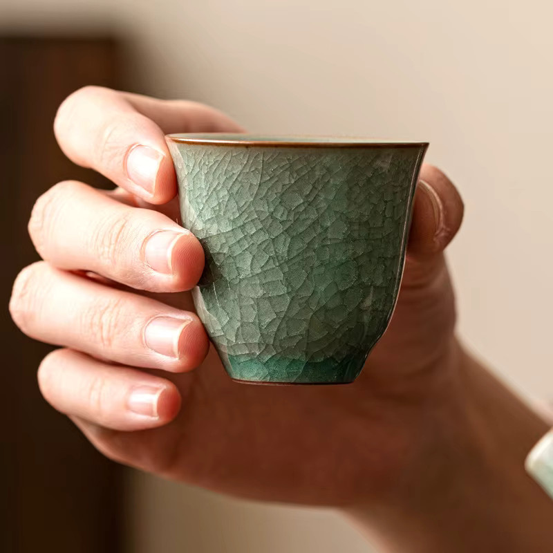 Ru-Keramik Eisblumen-Teetasse aus Keramik in Grün mit floralem Design - Bild 3