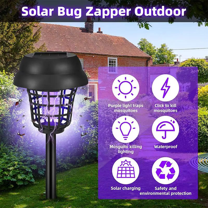 TLEDMP Solar-Insektenvernichter mit LED-Licht und 2 Modi, wasserdichte Mückenschutzlampe für Garten und Camping - Bild 2