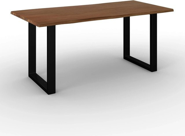 Bessagi Home Esstisch Dale aus Echtholz Akazie in Walnussfarben mit Live Edge Design, B/T/H: 180 x 90 x 76 cm