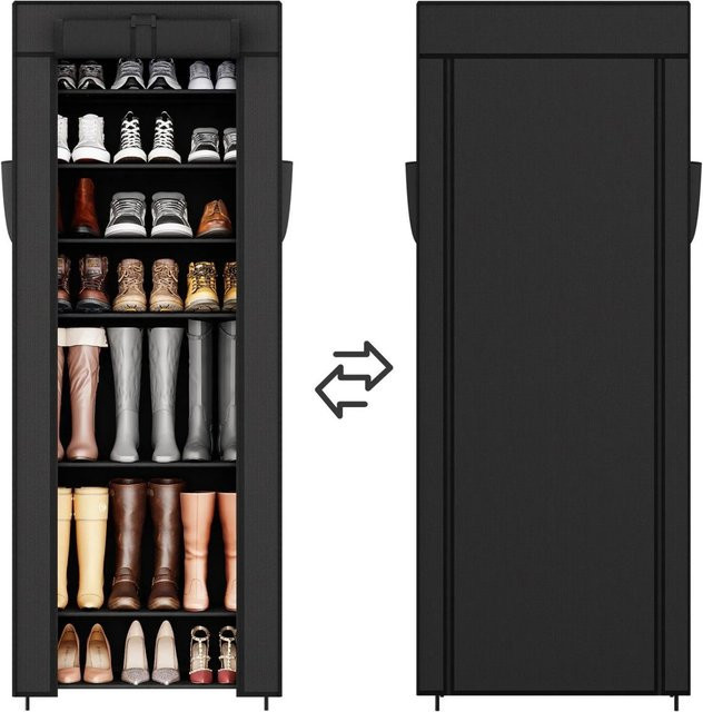 Sekey Schuhschrank aus Vliesstoff mit 9 Ebenen in Schwarz, Breite: 58 cm - Bild 1