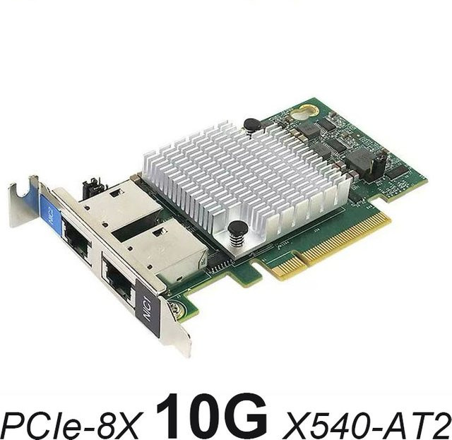 OULLX 10 GbE Dual-Port Ethernet Netzwerk-Erweiterungsadapter X540-T2 PCIe RJ45 für Synology NAS und Desktop-PC - Bild 1