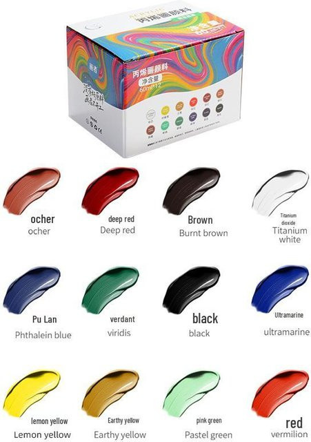Take One Acrylfarben-Set mit 12 Farben für Kinder, 60 ml pro Farbe, Multicolour Texturmalerei DIY-Set mit mineralischen Pigmenten - Bild 1