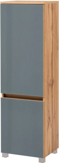 Held Möbel Midischrank Pisa mit Glastüren in Grau-Wotaneiche, B/T/H: 40 x 35 x 130 cm - Bild 1