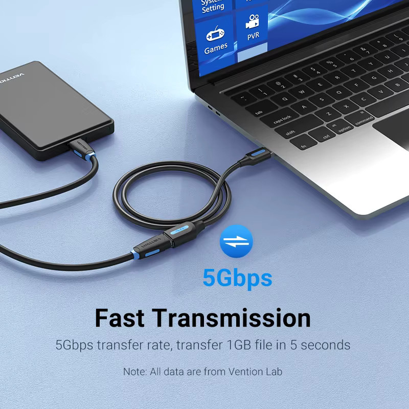 Vention USB 3.0 Verlängerungskabel USB-A Stecker auf Buchse Schwarz - Bild 3