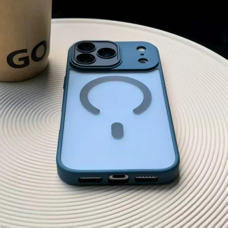 Magnetische Linsenschutzhülle für Apple iPhone 17, 17 Air, 17 Pro und 17 Pro Max, matt und transparent mit kabellosem Lade-Support in Grau oder Blau - Bild 2