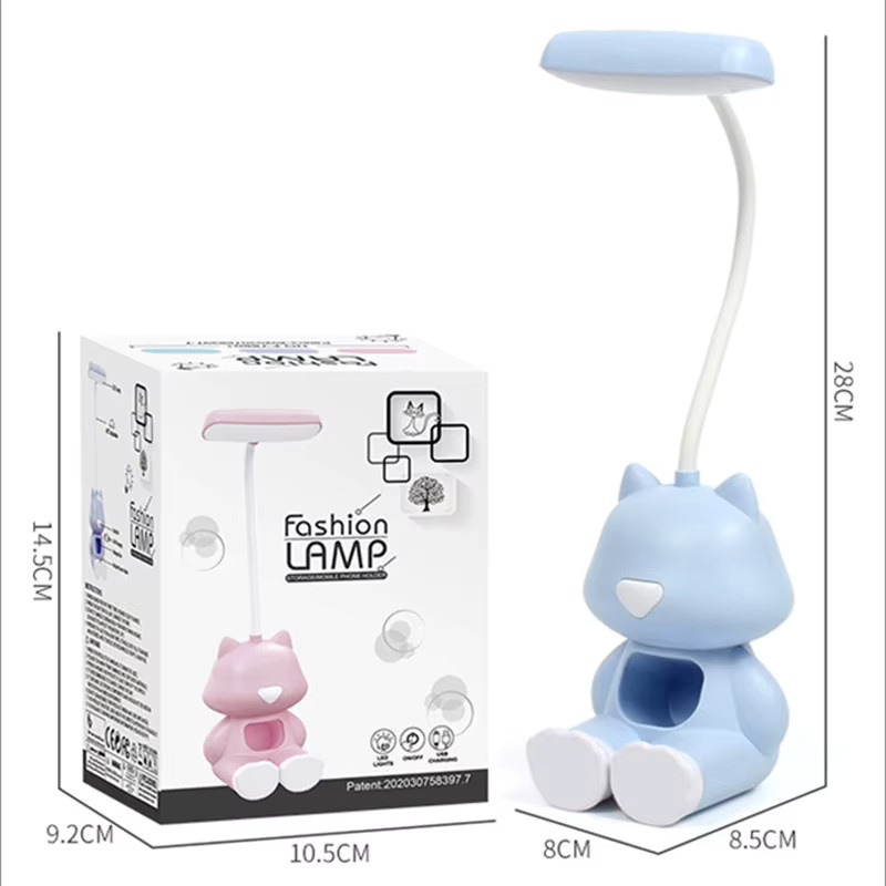 Lyfs LED Schreibtischlampe Katze mit Telefonhalter und RGB Farbanpassung, flexible Nachttischlampe für Kinder und Studenten, Kunststoff - Bild 3