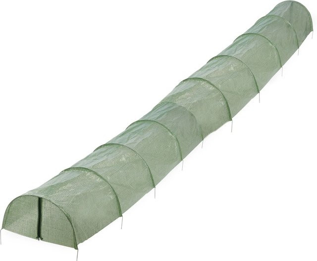 Relaxdays Folientunnel für den Garten aus PE und Stahl in Grün mit Reißverschluss, B/T/H: 700 x 47 x 47 cm - Bild 1