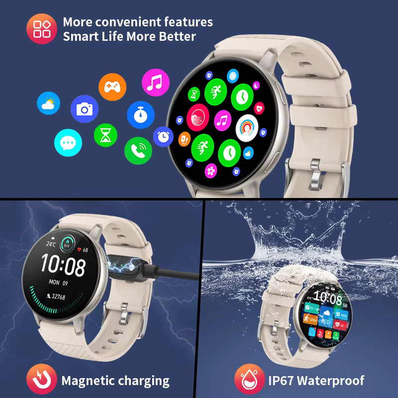LIGE Smartwatch, Damen, Schwarz, Silikon, Bluetooth - Bild 5