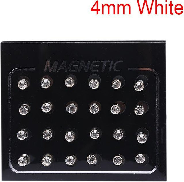 Sugarr Ohrstecker, Magnetisch, Nicht-Piercing, Strass, White, Gray, 4mm, Unisex - Bild 1