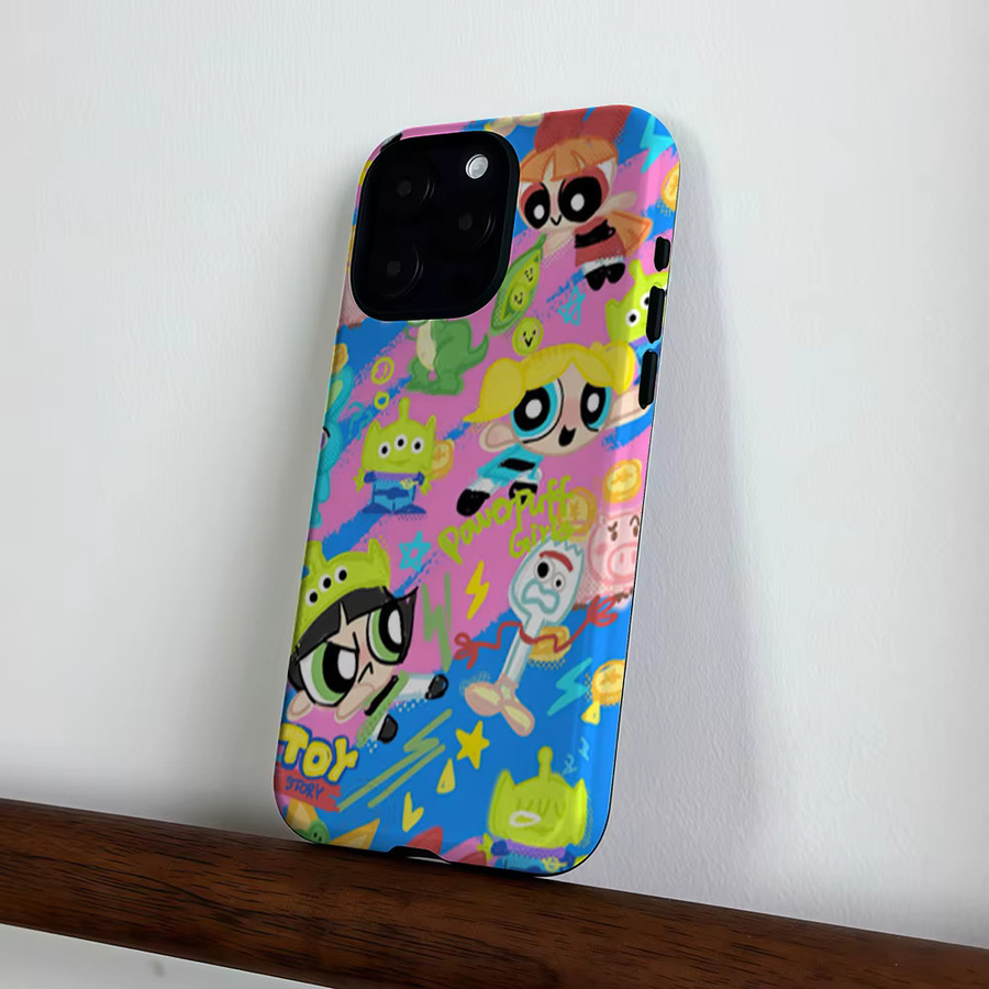 CaseLumi Matte Bumper Schutzhülle mit P-Powerpuff Girls Design für iPhone 13 bis iPhone 17 Pro Max, MagSafe kompatibel, Multicolor - Bild 3