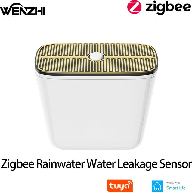 Tuya ZigBee Regen- und Wasserlecksensor mit App-Steuerung für die Hausautomation, Weiß - Bild 1