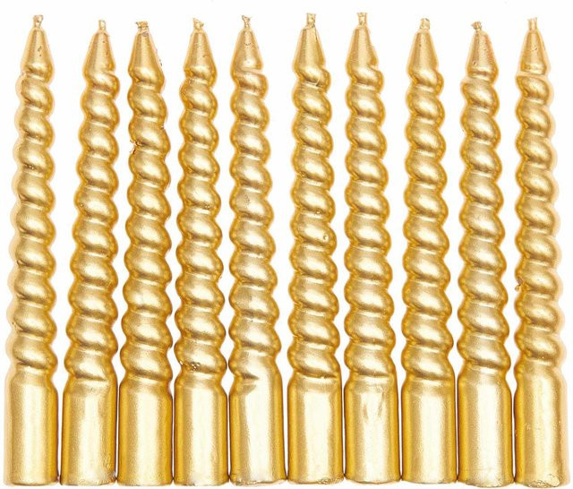 Rico Design Spiralkerzen in Gold, Durchmesser: 1,2 cm, Höhe: 10 cm - Bild 1