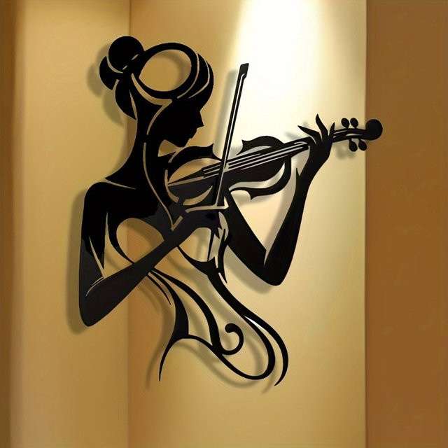 CIFBUY Wandkunst aus Metall in Schwarz – Abstraktes Portrait als stilvolle Musikdekoration für dein Zuhause oder Büro - Bild 1
