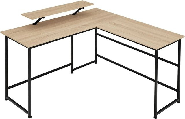 tectake Schreibtisch im Industrial Style aus MDF-Platte und pulverbeschichtetem Stahl, Farbe Braun/Schwarz, B/T/H: 140 x 130 x 76,5 cm - Bild 2