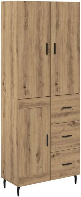 vidaXL Highboard 2-teilig in Artisan-Eiche mit Glasfront und Schubladen, B/H/T: 120 x 85 x 34 cm - Bild 1
