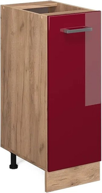 Vicco Apothekerunterschrank R-Line Küchenschrank Eiche Bordeaux Hochglanz mit Goldakzenten Breite: 30 cm, Tiefe: 30 cm, Höhe: 30 cm - Bild 2