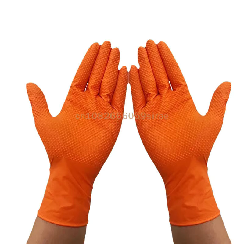 KOQZM Nitrilhandschuhe in Orange mit strukturiertem Griff für mechanische Sicherheit und Arbeit, 10 Stück - Bild 6