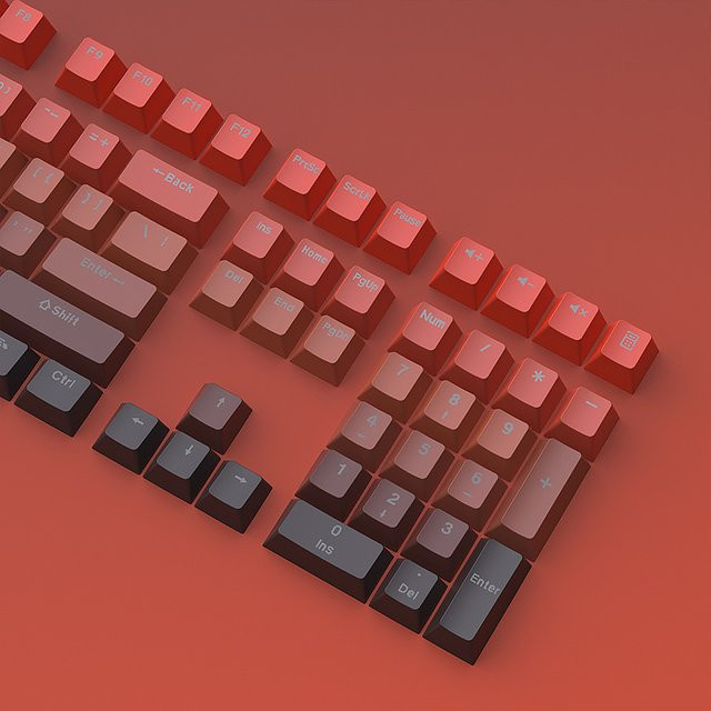 Mechanische Tastenkappen mit Farbverlauf und Gravur, 133+ PBT-Keycaps in zweifarbiger Injektion, OEM-Höhe für Cherry MX Switches, Multicolor und Weiß - Bild 1