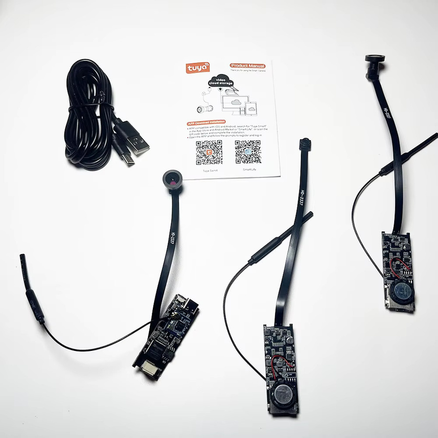 Tuya Mini WLAN-PCB-Kamera für Innenräume, 3MP Weitwinkel 2,1mm, Onvif-kompatibel, mit integriertem Audio und TF-Kartenslot, Schwarz - Bild 2