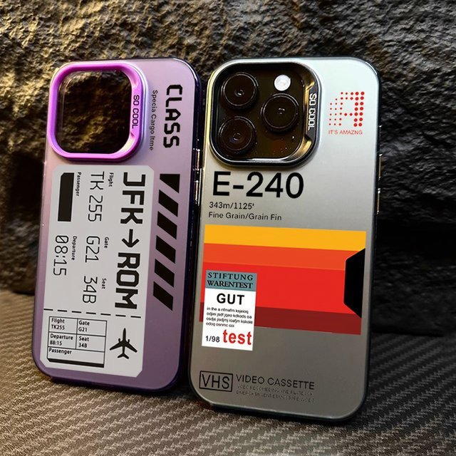 Stoßfeste Handyhülle im Flugzeug Ticket Design für iPhone 11 12 13 14 15 Pro Max XS X XR 7 8 Plus SE 2020 mit galvanisierter Oberfläche - Bild 1