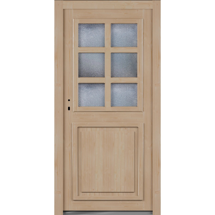 Roro Nebeneingangstür OHE 1005 Fichte mit Glaseinsatz, Farbe Braun/Beige, B: 98 cm, H: 198 cm, DIN Links - Bild 2
