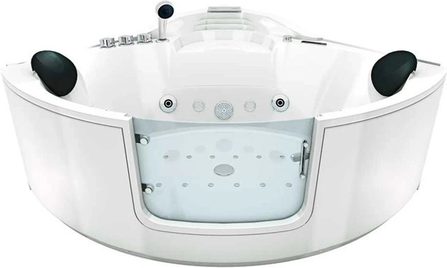 AcquaVapore Whirlpool Eckwanne mit Tür W70H-TH-SC in Weiß, B/T: 150 x 150 cm, Höhe: 70 cm - Bild 1