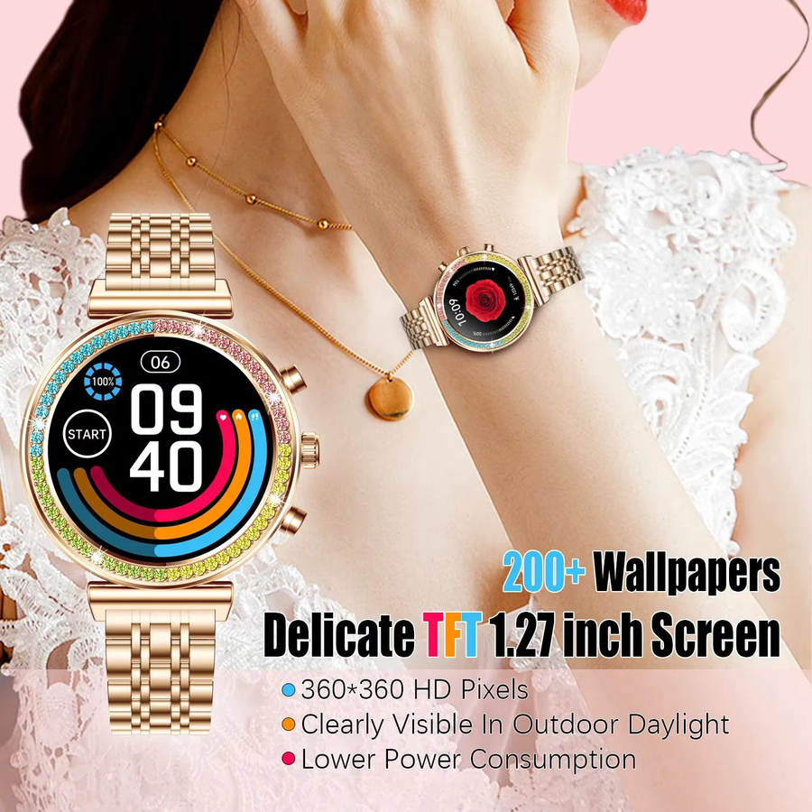 rollstimi Smartwatch, Diamant, Roségold, Edelstahl, Damen - Bild 2