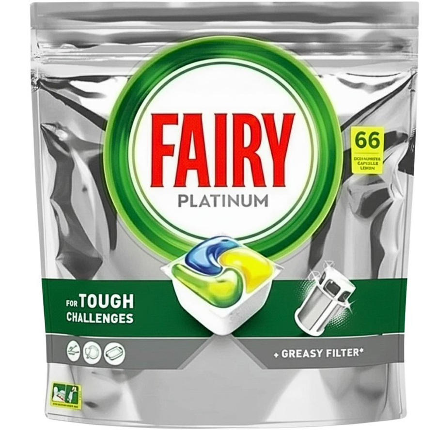 Fairy Platinum All-in-One Spülmaschinentabs Zitrone, 66 Stück, Multicolor - Bild 2