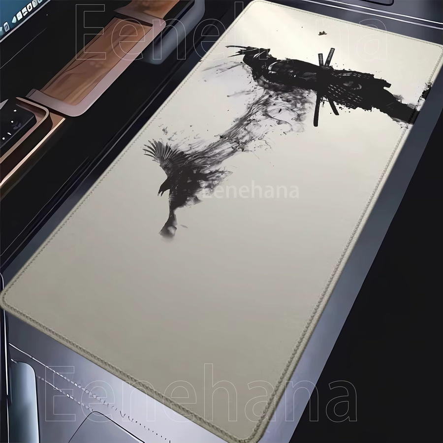 Eenehana Samurai Warrior Mauspad in Schwarz und Weiß für Gamer und Computer-Zubehör - Bild 2