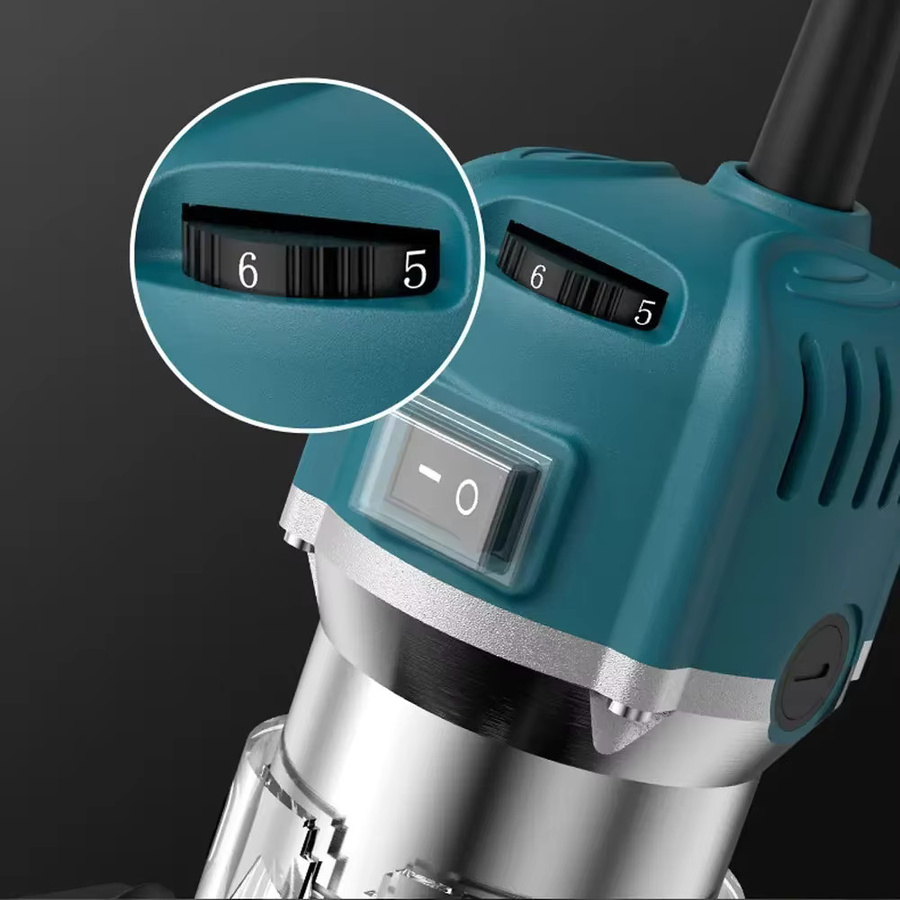 Elektrischer Holzbearbeitungs-Trimmer mit 800 W Leistung, 6 Geschwindigkeiten und 30.000 U/min, geeignet für 6,35 mm Fräser zur Gravur und für Holzarbeiten - Bild 3
